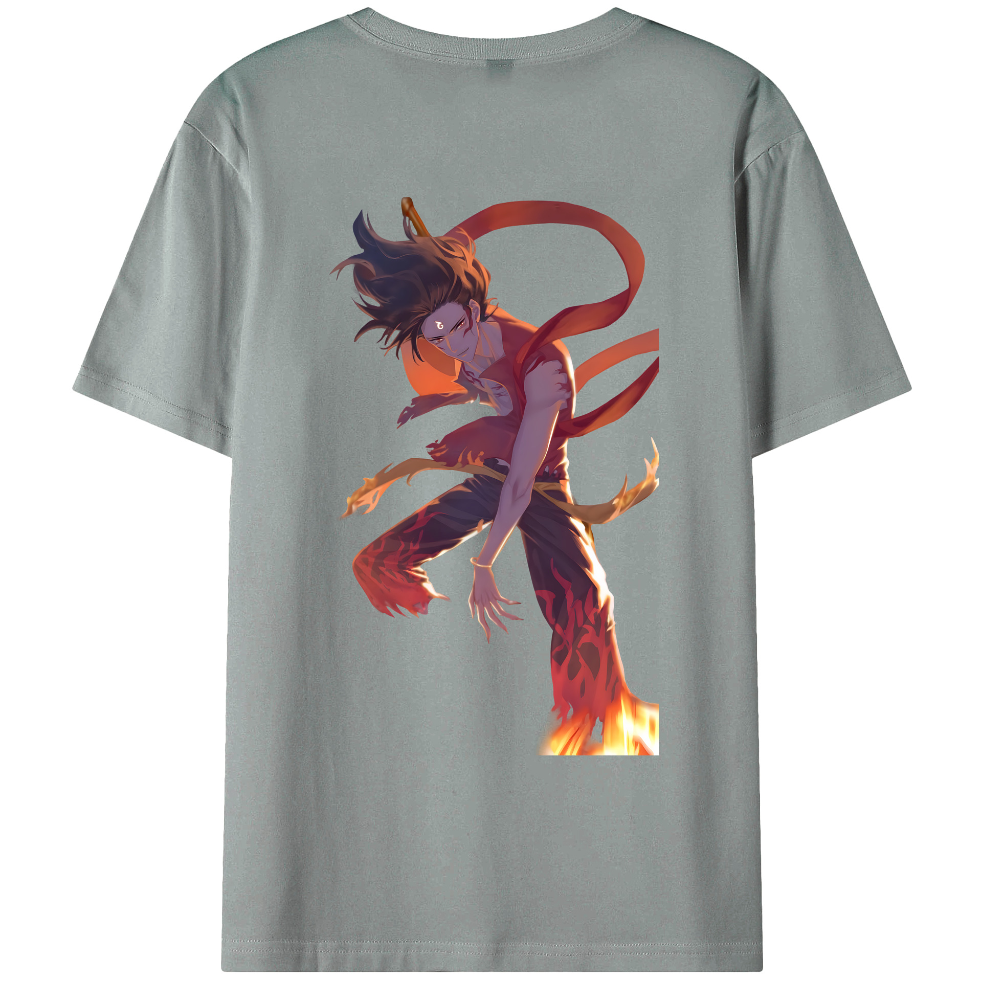 （画像用） Ne Zha 2 ナタ 魔童の大暴れ 綿100％ メンズ半袖Tシャツ（バックプリント） 通気性